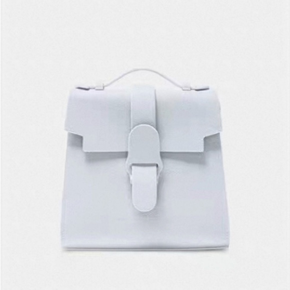 Small Gray with Gold Hardware Magnetic and Zipper Closure Backpack Crossbody Bag